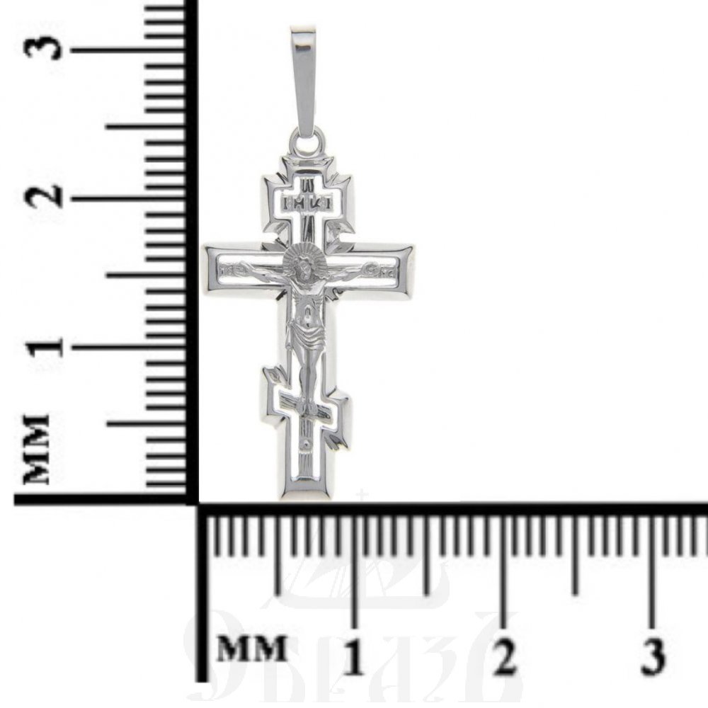 золотой восьмиконечный крест с молитвой "спаси и сохрани", 585 проба белого цвета (арт. п10017-з5б)