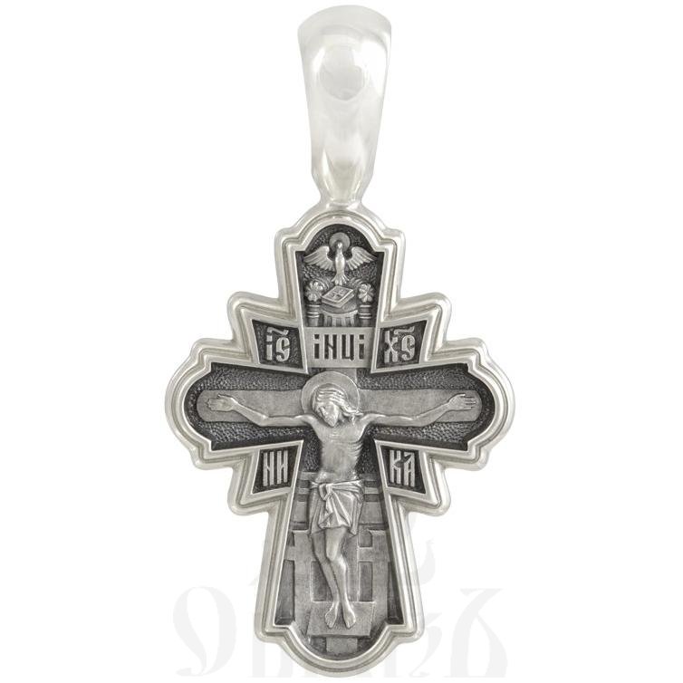 крест «распятие. свт. николай чудотворец», золото 585 проба белое (арт. 201.488-3)