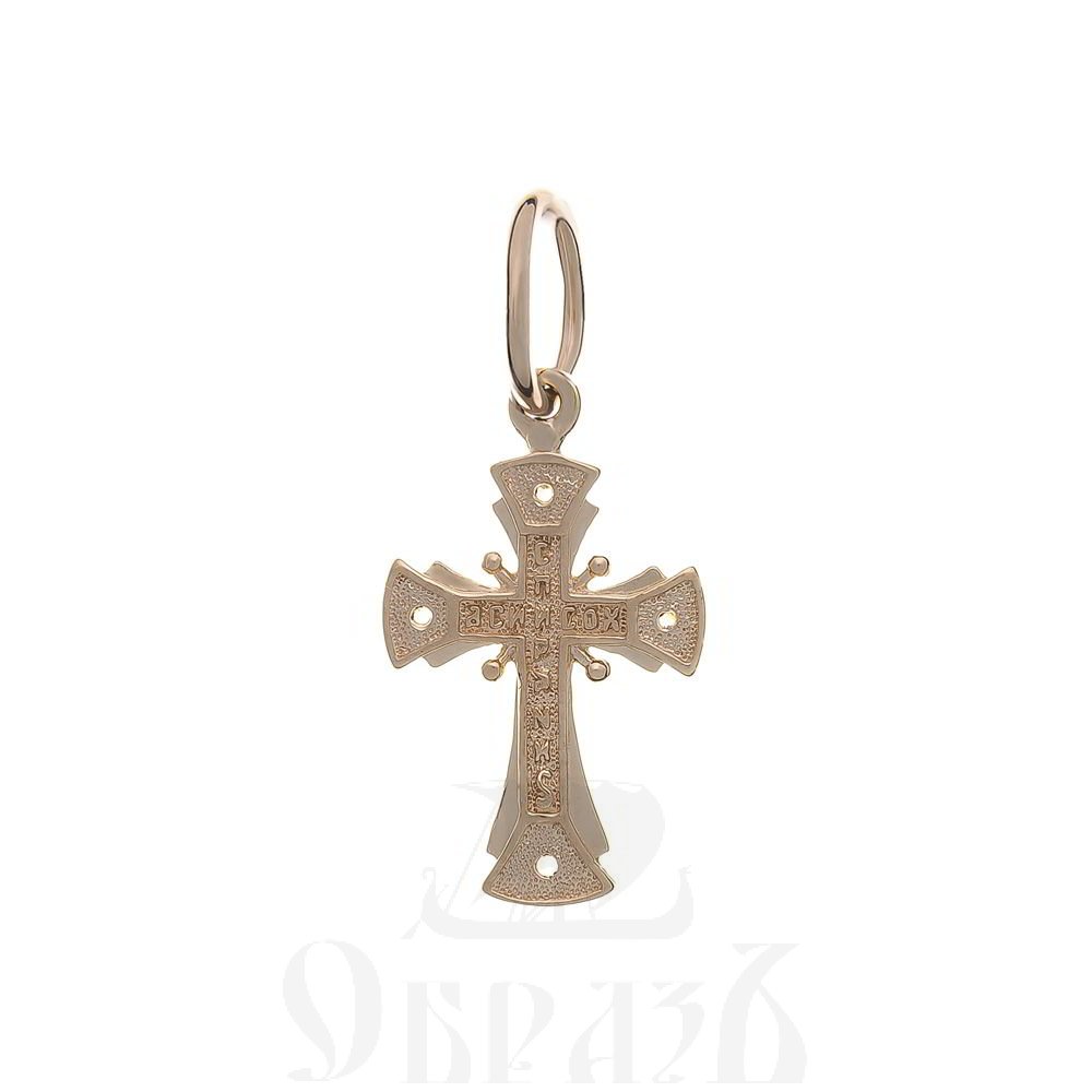 золотой крест с молитвой "спаси и сохрани", 585 проба красного и белого цвета (арт. п20037-з5кб)