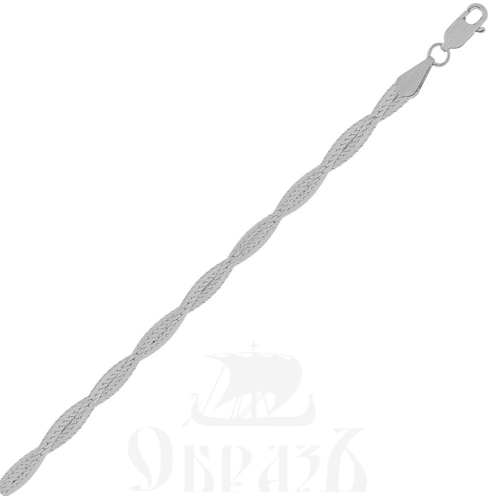 косичка из 2-х цепочек плетение "монтреаль" серебро 925 пробы с родиевым покрытием (арт. нц 22-340-3 d0,40)