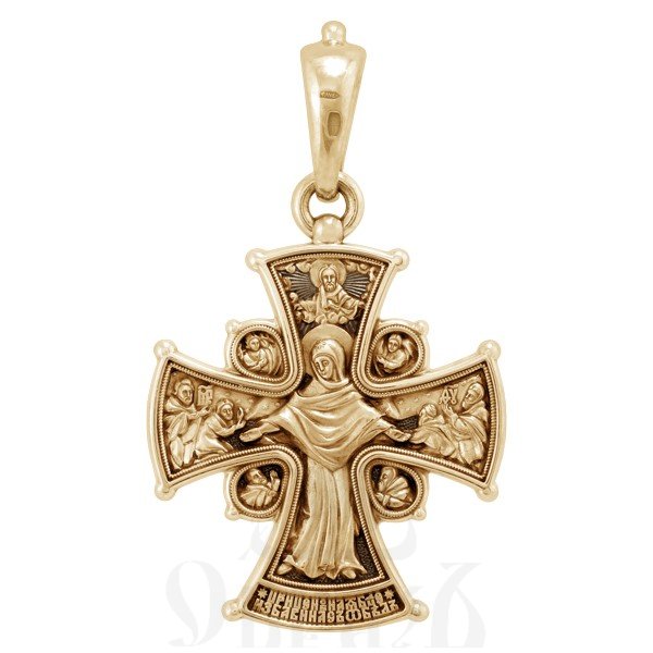 крест «распятие. икона божией матери «всех скорбящих радость», золото 585 проба желтое (арт. 201.528)