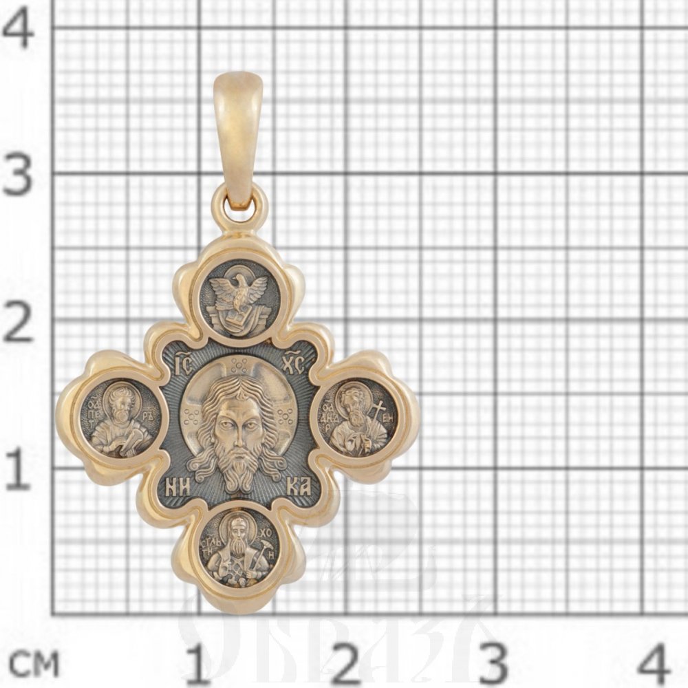 крест «спас нерукотворный. казанская икона божией матери», золото 585 проба желтое (арт. 201.001)