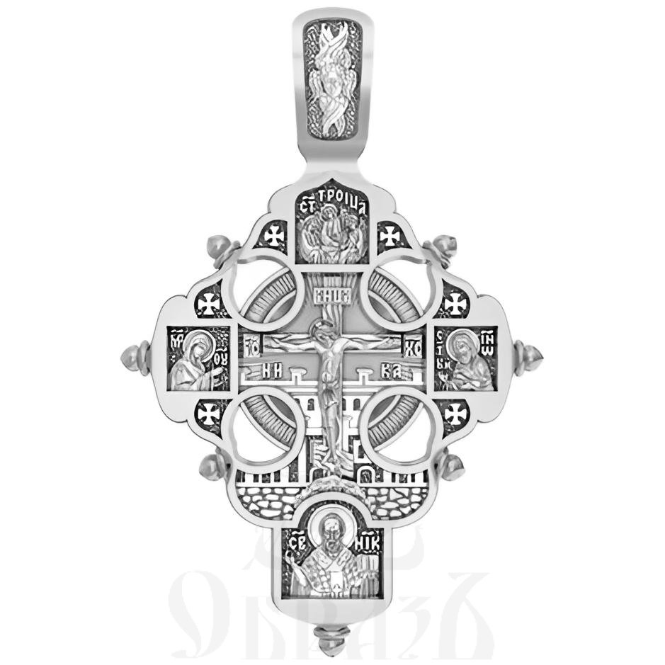крест «святые молите бога о мне» (большой), серебро 925 проба с родированием (арт. 17.077р)